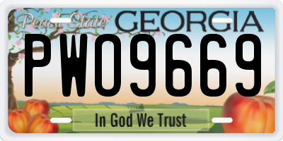 GA license plate PWO9669
