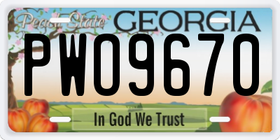 GA license plate PWO9670