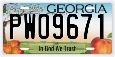 GA license plate PWO9671