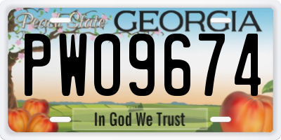 GA license plate PWO9674