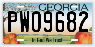 GA license plate PWO9682