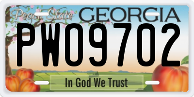 GA license plate PWO9702