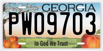 GA license plate PWO9703