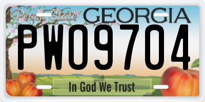 GA license plate PWO9704