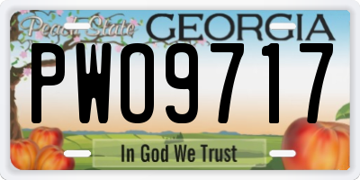 GA license plate PWO9717
