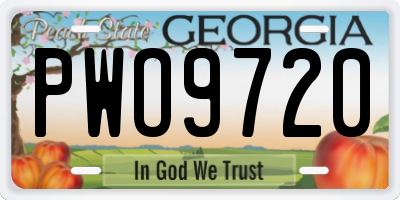 GA license plate PWO9720