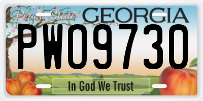 GA license plate PWO9730