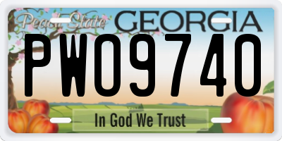 GA license plate PWO9740