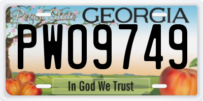 GA license plate PWO9749