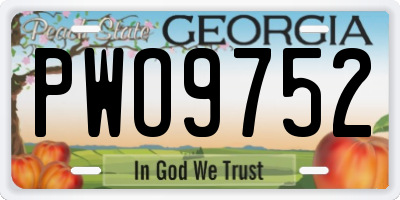 GA license plate PWO9752