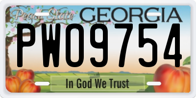 GA license plate PWO9754