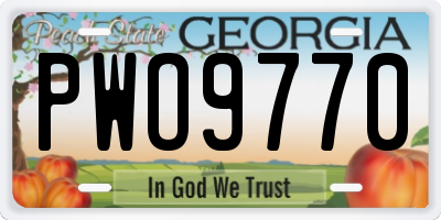 GA license plate PWO9770