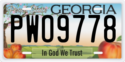GA license plate PWO9778