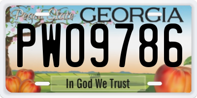GA license plate PWO9786