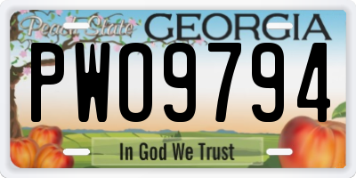 GA license plate PWO9794