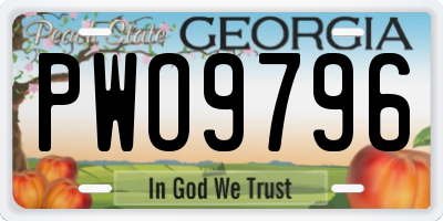 GA license plate PWO9796