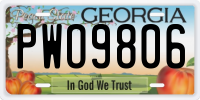 GA license plate PWO9806