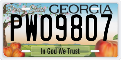 GA license plate PWO9807