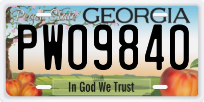 GA license plate PWO9840