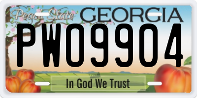 GA license plate PWO9904