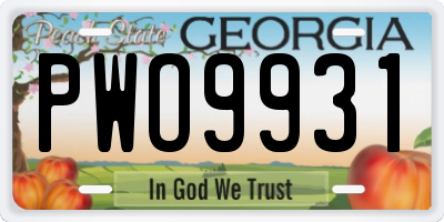 GA license plate PWO9931