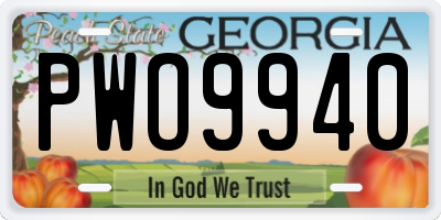 GA license plate PWO9940