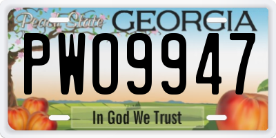 GA license plate PWO9947
