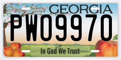 GA license plate PWO9970