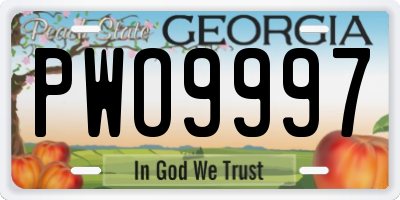 GA license plate PWO9997