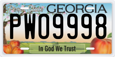 GA license plate PWO9998