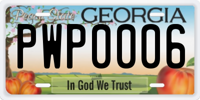 GA license plate PWP0006