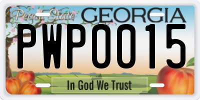 GA license plate PWP0015