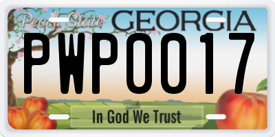 GA license plate PWP0017