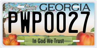 GA license plate PWP0027