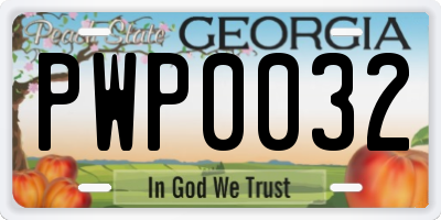 GA license plate PWP0032