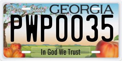 GA license plate PWP0035