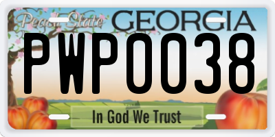 GA license plate PWP0038
