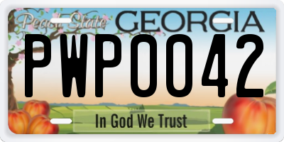 GA license plate PWP0042