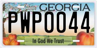GA license plate PWP0044
