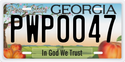 GA license plate PWP0047