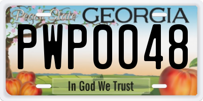 GA license plate PWP0048