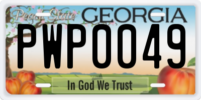 GA license plate PWP0049