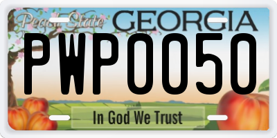 GA license plate PWP0050