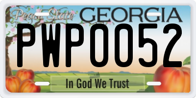 GA license plate PWP0052