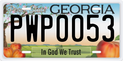 GA license plate PWP0053