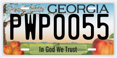 GA license plate PWP0055