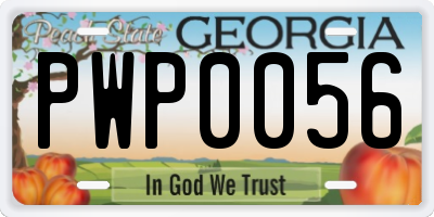 GA license plate PWP0056