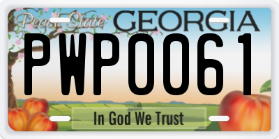 GA license plate PWP0061