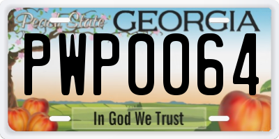 GA license plate PWP0064