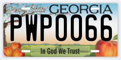 GA license plate PWP0066